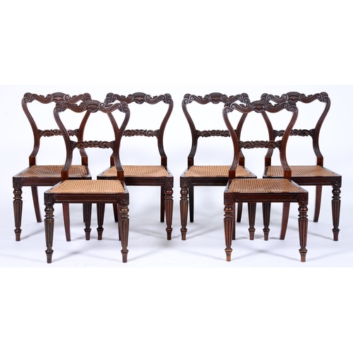 Appraisal: A set of six George IV carved rosewood dining chairs