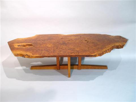 Appraisal: GEORGE NAKASHIMA FINE BURL OAK COFFEE TABLE Provenance Purchased by