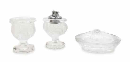 Appraisal: Four Lalique Molded and Frosted Glass Table Articles comprising a