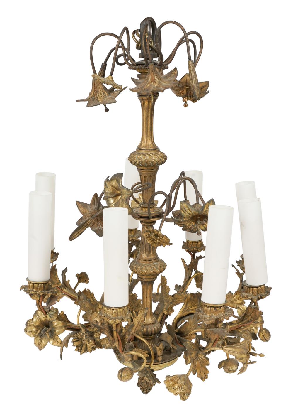 Appraisal: GILT BRONZE EIGHT-LIGHT CHANDELIERin the Louis XVI style inches diameter