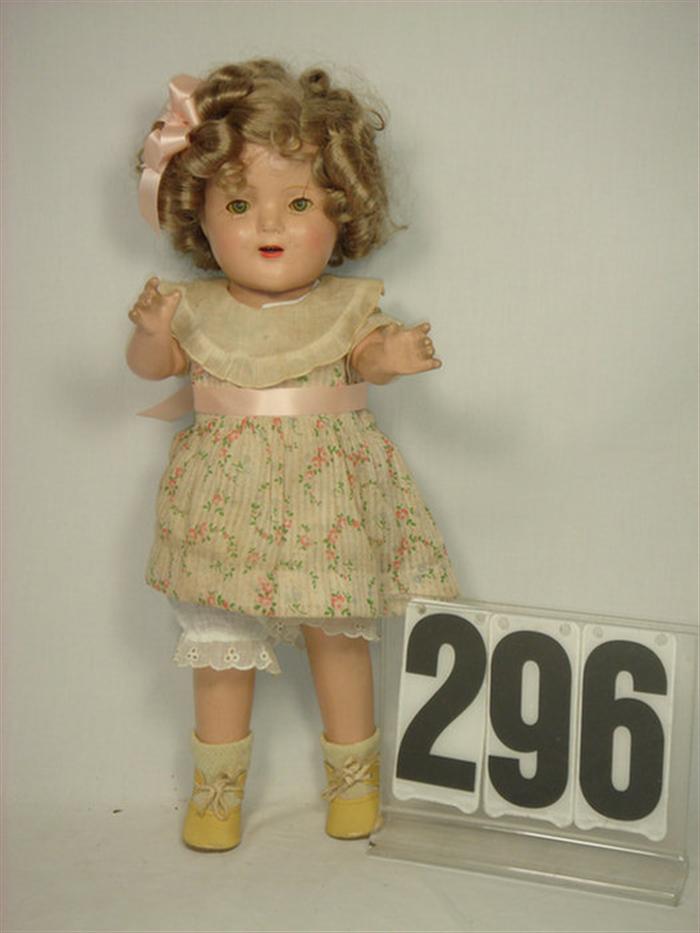 Appraisal: Unmarked vintage composition Shirley Temple Doll inches tall all composition