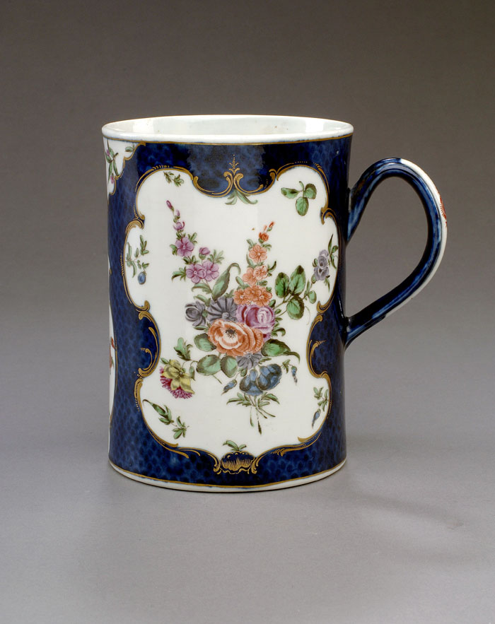 Appraisal: WORCESTER PORCELAIN BLUE-SCALE CYLINDRICAL MUG CIRCA Painted on either side