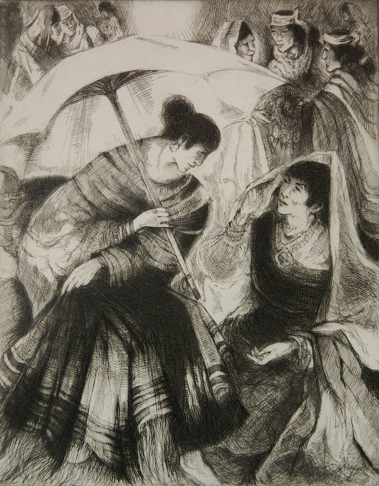 Appraisal: Gene Kloss etching Gene Kloss American - - ''Fiesta Parasol''