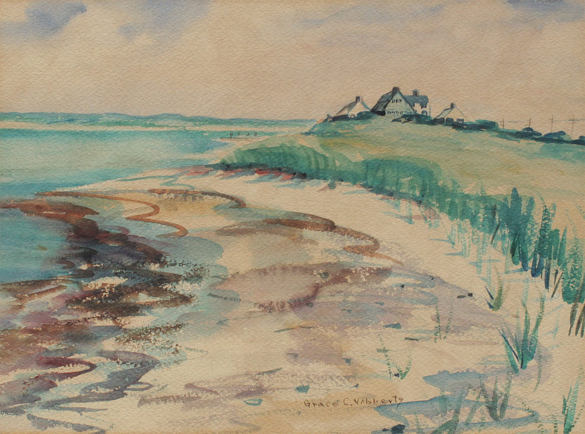 Appraisal: VIBBERTS Grace Chamberlain American - Coastal Scene with Homes in