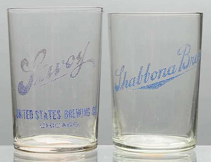 Appraisal: Lot of Beer Glasses with Raised Lettering Both with blue