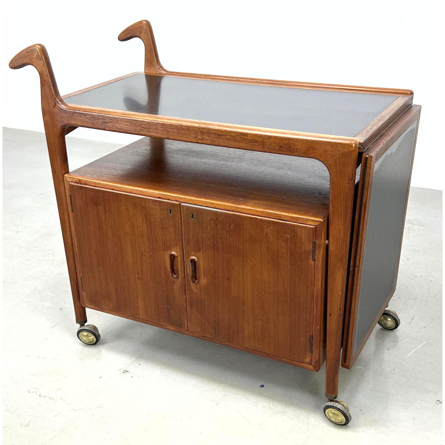 Appraisal: FALSTER Danish Teak Modern Rolling Serving Cart Cabinet Top and