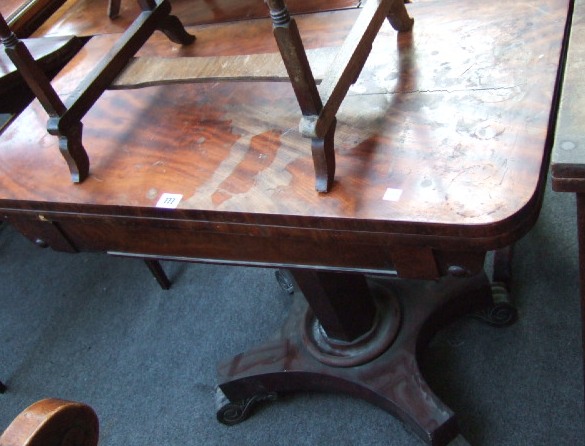 Appraisal: A Victorian mahogany pedestal card table the fold out 'D'