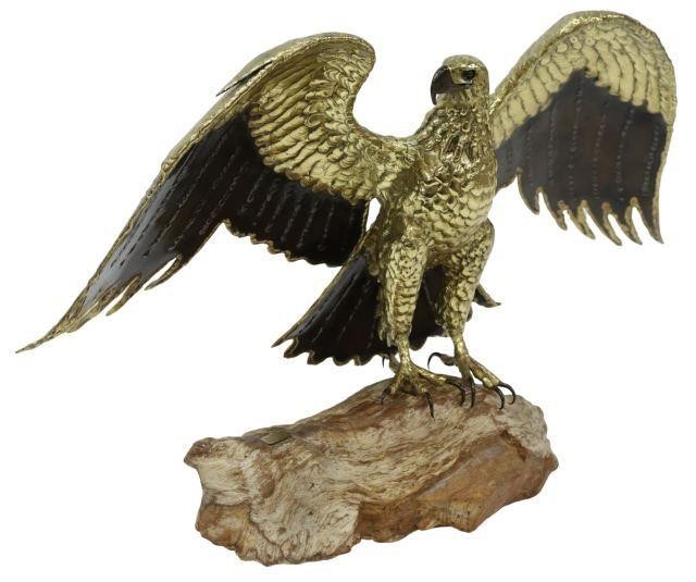 Appraisal: Patinated and gilt metal sculpture Eagle plaque reading Originals Gerald