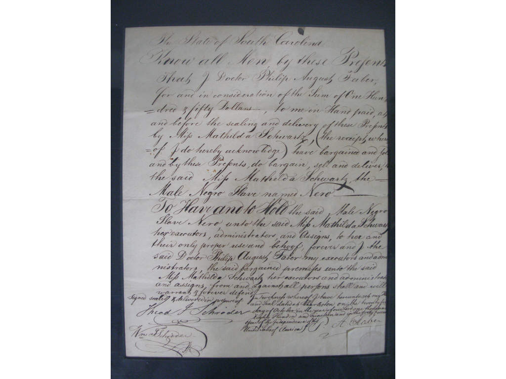 Appraisal: South Carolina Slave Bill of Sale manuscript document one page