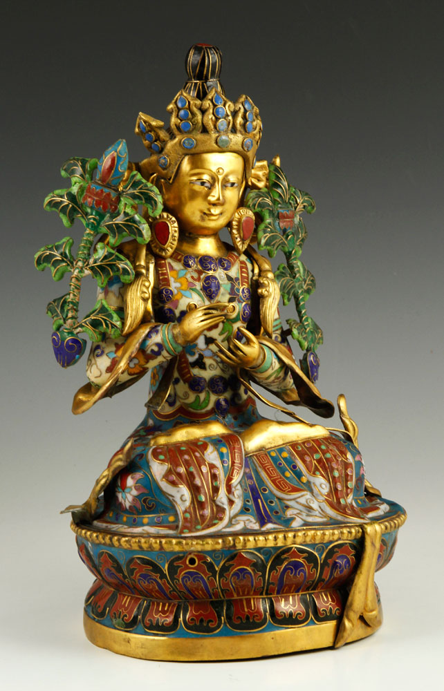 Appraisal: - Chinese Gilt Cloisonn Buddha Gilt and cloisonn figure of