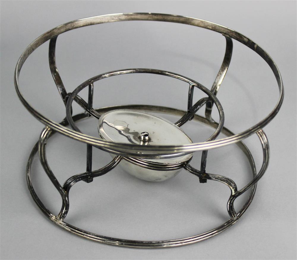 Appraisal: GEORGE III SILVER DISH STAND AND BURNER London maker's mark