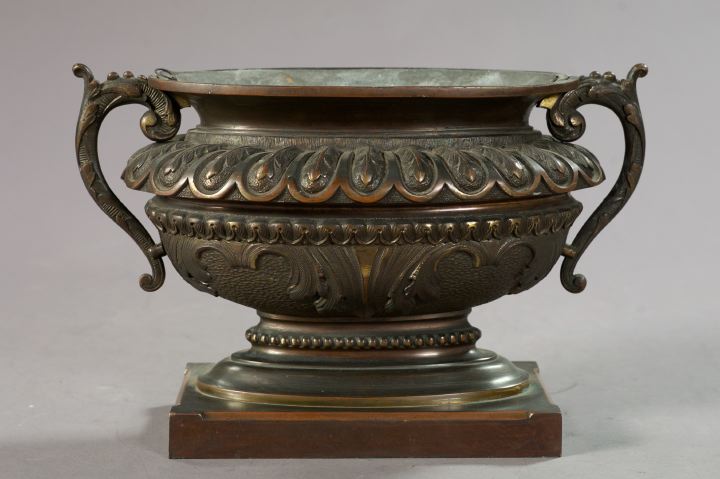 Appraisal: French Parcel-Gilt and Patinated Bronze Jardiniere first quarter th century