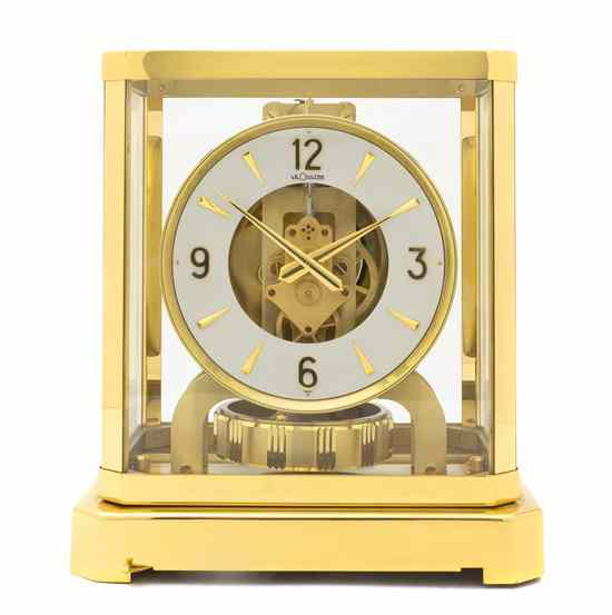 Appraisal: A Swiss Brass Atmos Clock LeCoultre Cie of rectangular form