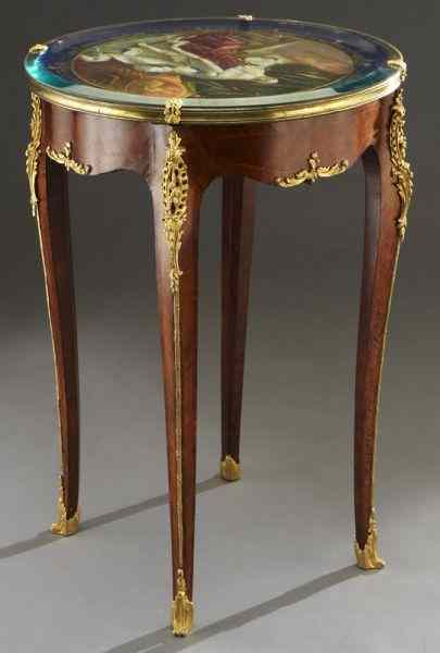 Appraisal: Louis XVI style side table with an inset Viennastyle porcelain