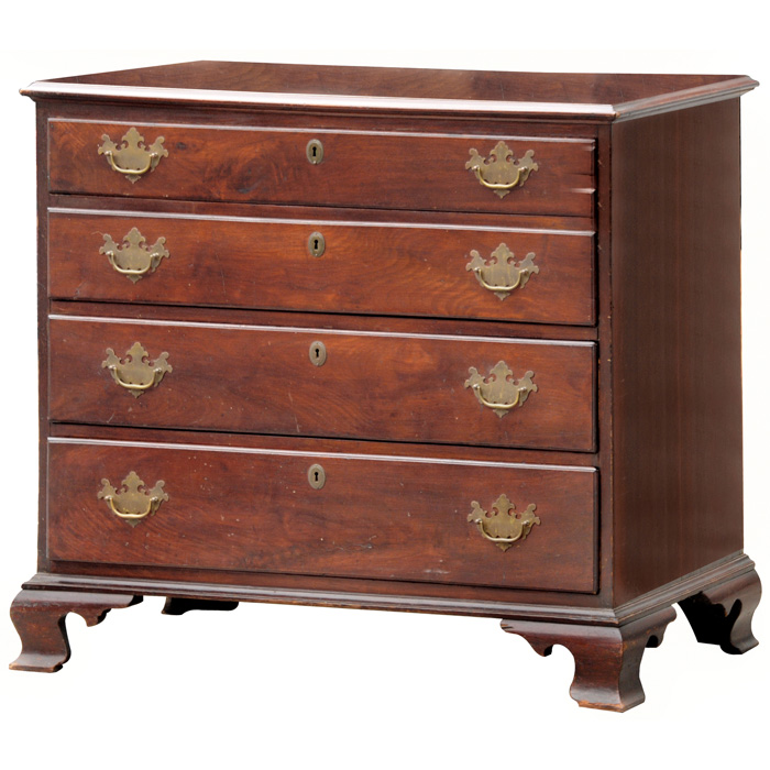 Appraisal: Chippendale chest mahogany four drawers w x d x h