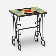 Appraisal: Modern OCCASIONAL TABLE ceramic tile wrought iron h w d