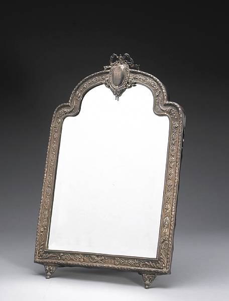 Appraisal: A French standard silver framed lady's dressing table mirror Neoclassical