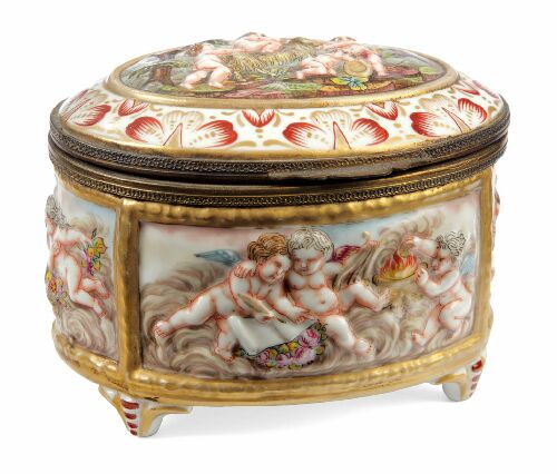 Appraisal: A th century Capo di Monte oval box and cover