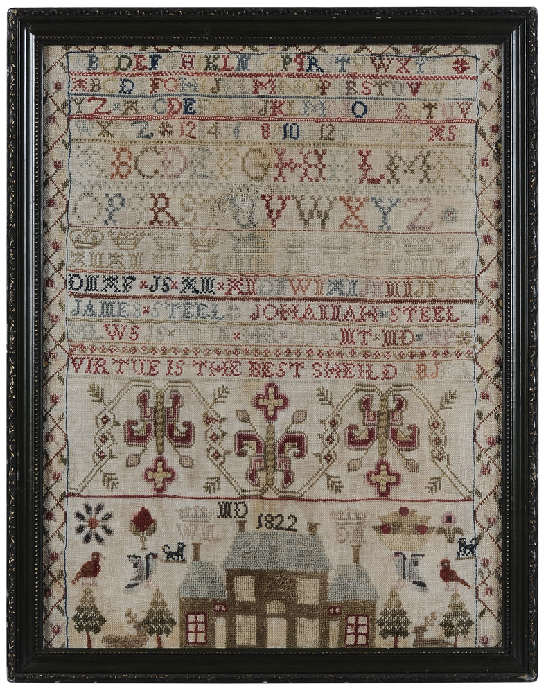 Appraisal: House Sampler British or Scottish large house below a crenellated