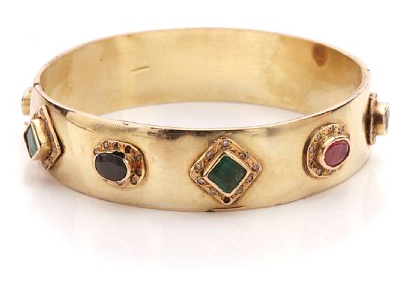 Appraisal: A gem-set diamond and k gold bangle length in