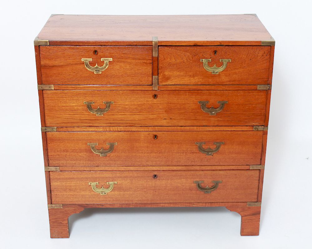 Appraisal: English Two-Part Campaign Chest w Desk th C English campaign