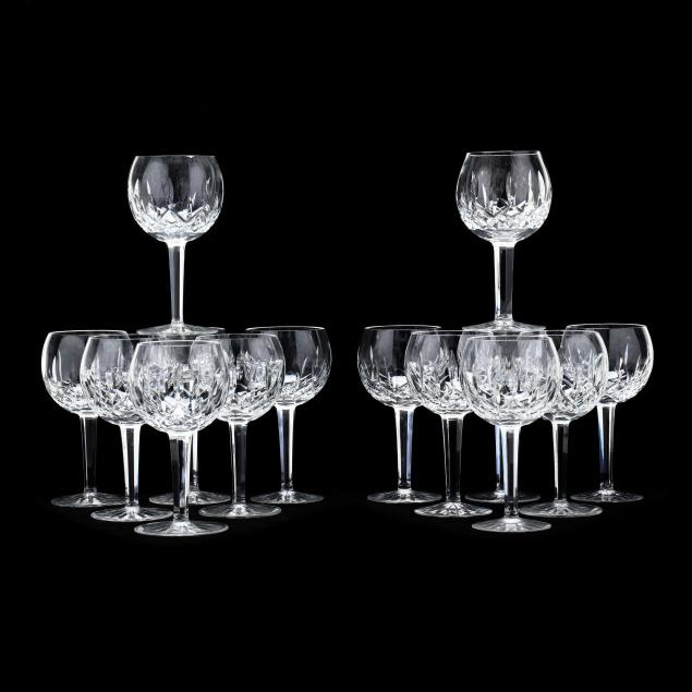 Appraisal: WATERFORD CRYSTAL LISMORE GOBLETS Wheel cut and polished tapered paneled