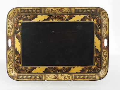 Appraisal: An American Stencil Decorated Tole Tray ca Rectangular tole tray