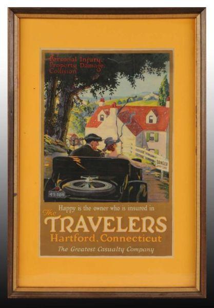 Appraisal: Paper Traveler's Insurance Poster Description s Matted and framed under