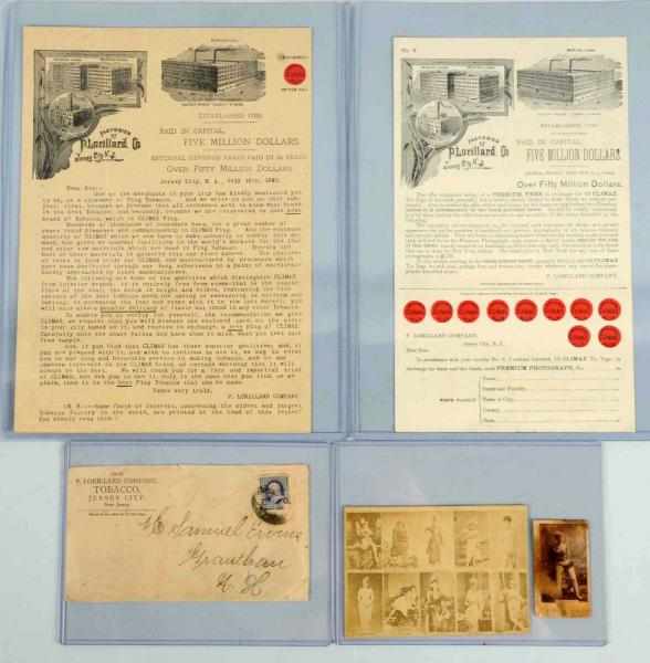 Appraisal: Lot of Lorillard Tobacco Premium Cards Nice letterhead and interesting