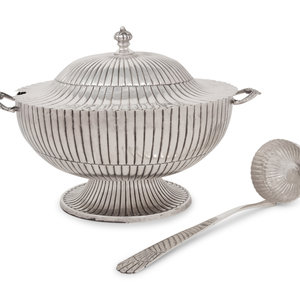 Appraisal: A Mexican Silver Covered Tureen and Ladle th Century marked