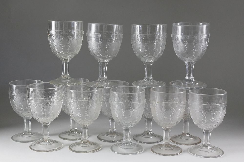 Appraisal: Set of American Pressed Pattern Glass Goblets circa Set of