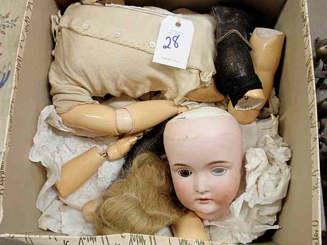 Appraisal: German bisque head doll with composition body disassembled approx h