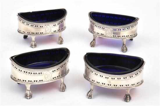 Appraisal: A SET OF FOUR GEORGE IV STERLING SILVER SALT CELLARS