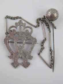 Appraisal: A white metal tests silver Victorian brooch and pin the