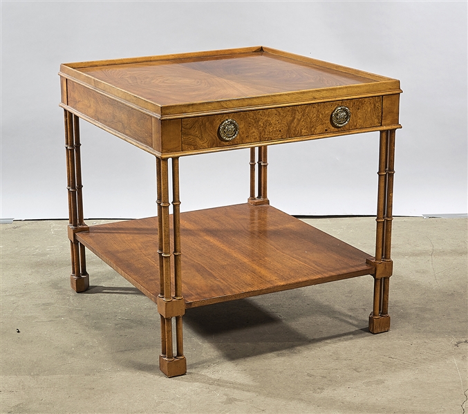 Appraisal: Baker side table featuring faux-bamboo legs one drawer and lower