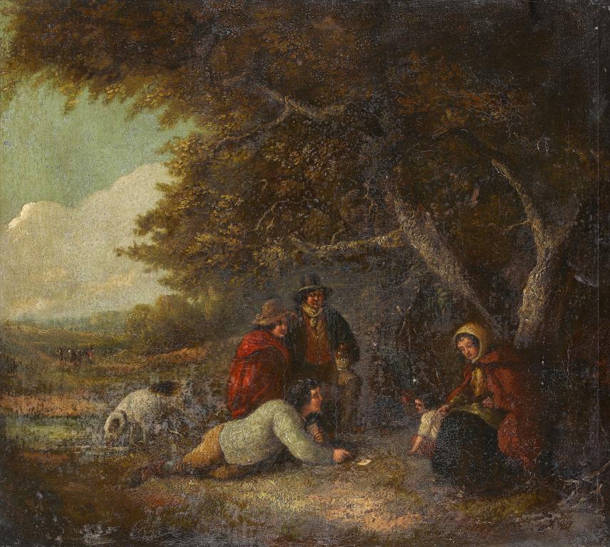 Appraisal: FOLLOWER OF GEORGE MORLAND - RUSTICS BY THEIR CAMP FIRE