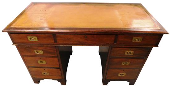 Appraisal: Flat top desk early th C mahogany and mahogany veneer