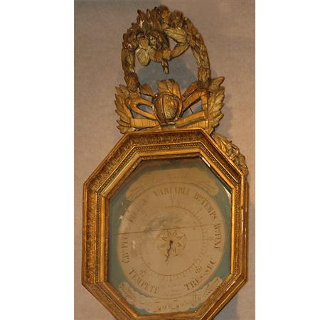 Appraisal: Late Louis XVI Gilt-Wood Barometer Estimate -