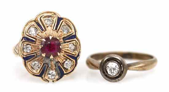 Appraisal: Two Karat Yellow Gold and Diamond Rings consisting of one