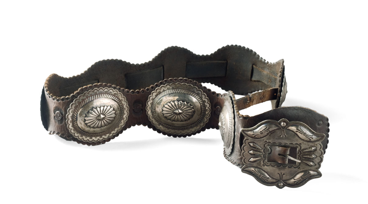 Appraisal: NORTH AMERICAN NAVAJO INDIAN SILVER CONCHO BELT Having eight conchos