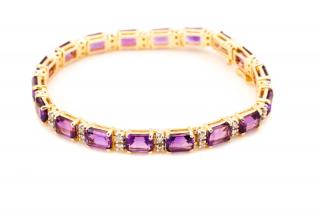 Appraisal: k Yellow Gold Amethyst Diamond Bracelet A k yellow gold