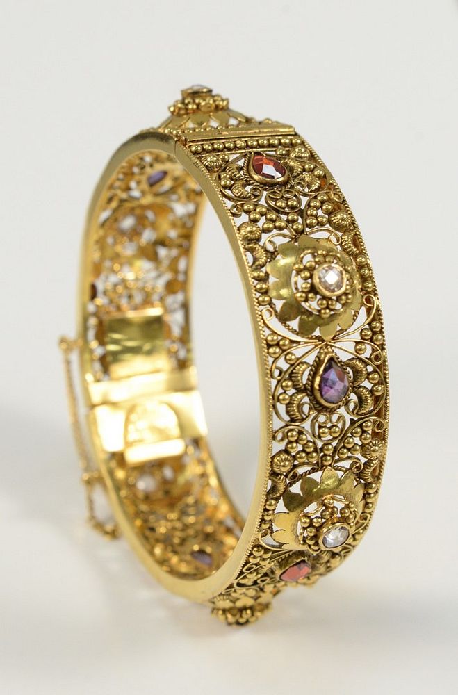 Appraisal: Karat Gold Bangle Style Bracelet with open work and various