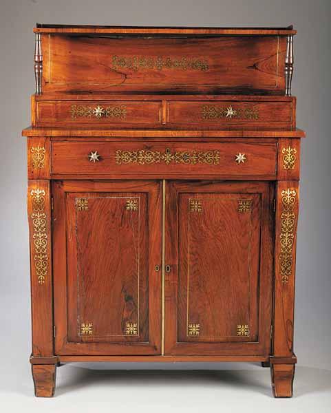 Appraisal: A Regency Brass-Inlaid Mahogany Chiffonnier c - the gallery with