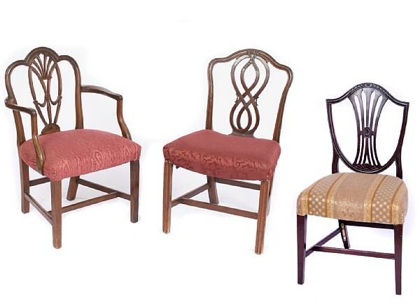 Appraisal: An assembled group of six Regency style chairs comprising five