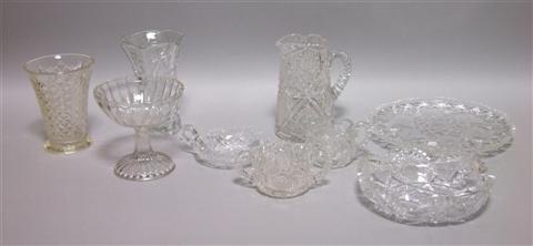 Appraisal: VARIOUS GLASS TABLEWARES Including two vases a Libbey pitcher a