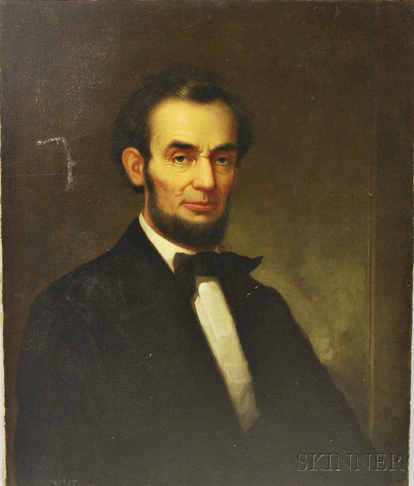 Appraisal: American School th Century Portrait of Lincoln Signed illegibly and