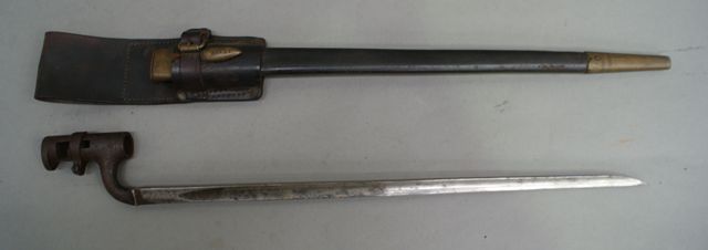 Appraisal: A British Ppatent Bushed Martini Henry bayonet complete with scabbard