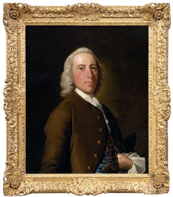 Appraisal: th century British portrait gentleman in embroidered blue vest and