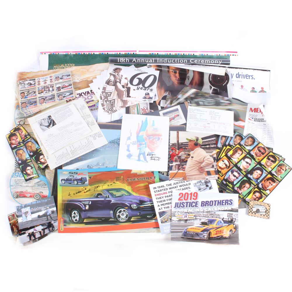 Appraisal: LARGE LOT OF RACING TRADING CARDS PHOTOS AUTOGRAPHS POSTERS MISC