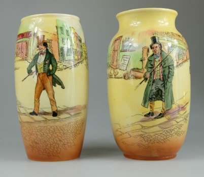 Appraisal: Royal Doulton Dickens seriesware vases Barkis D and Dick Swiveller